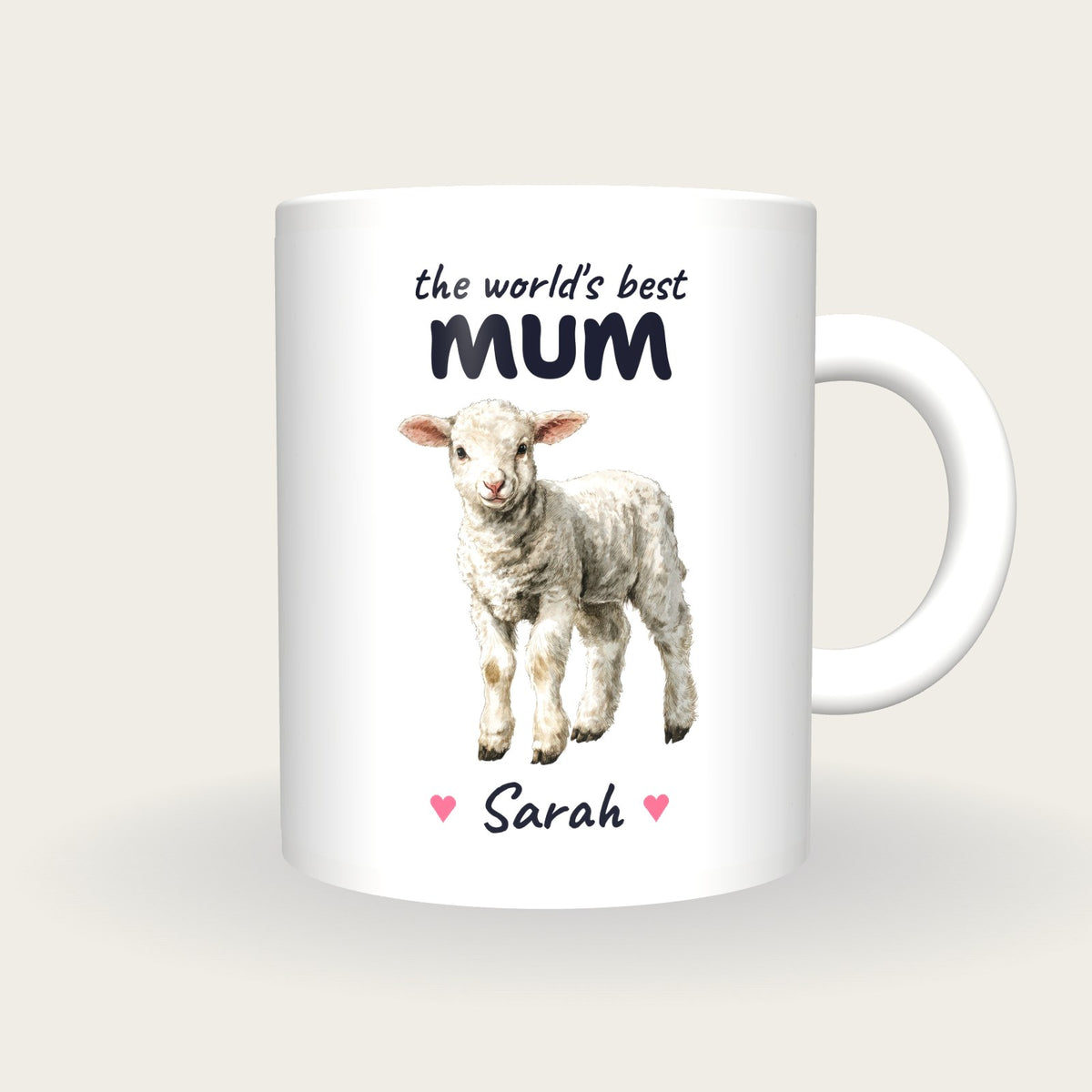 Personalised Lamb Mug, Best Mum, front