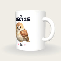 Personalised Owl Mug, My Bestie, three-quarter view