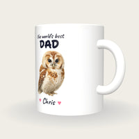 Personalised Owl Mug, Best Dad, three-quarter view