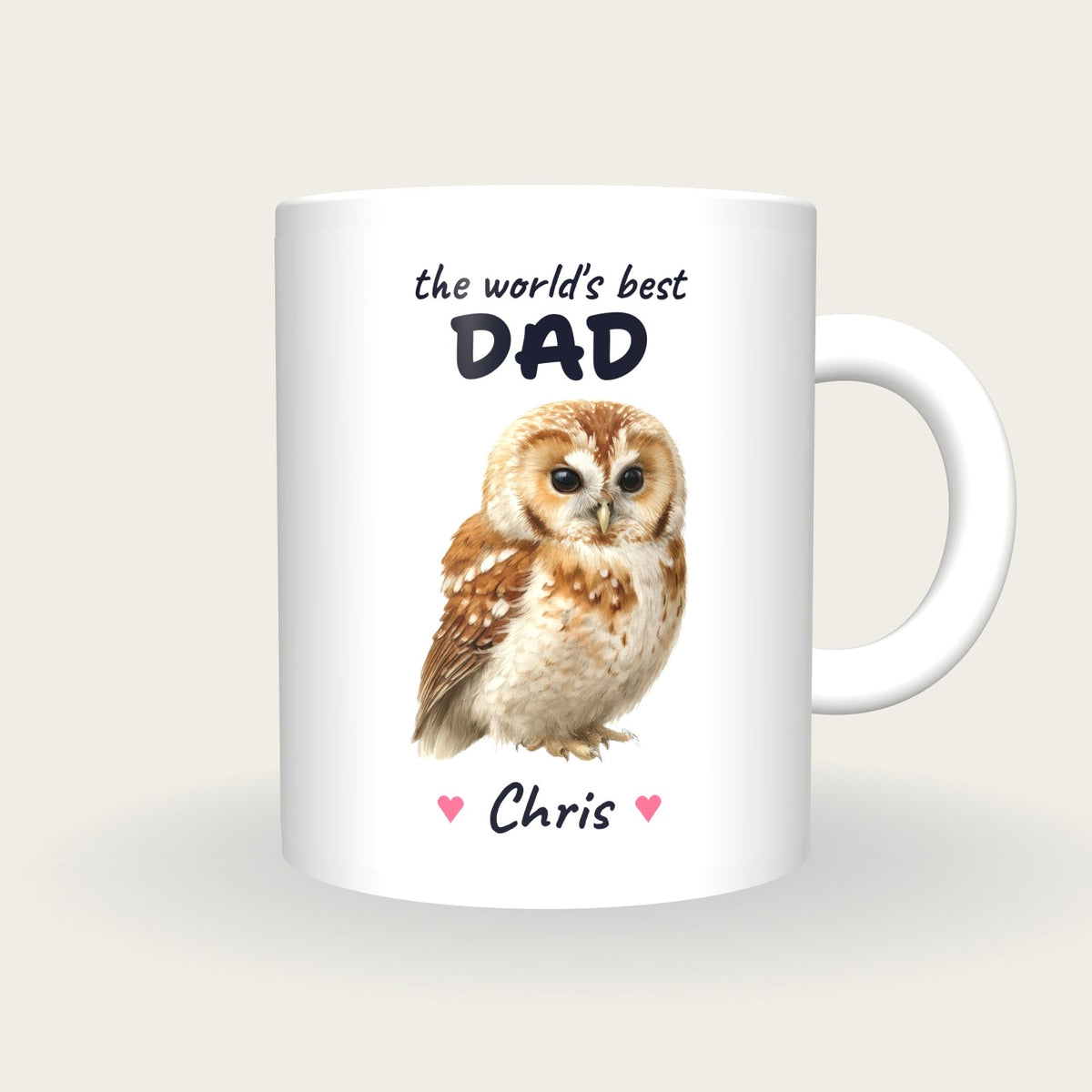 Personalised Owl Mug, Best Dad, front