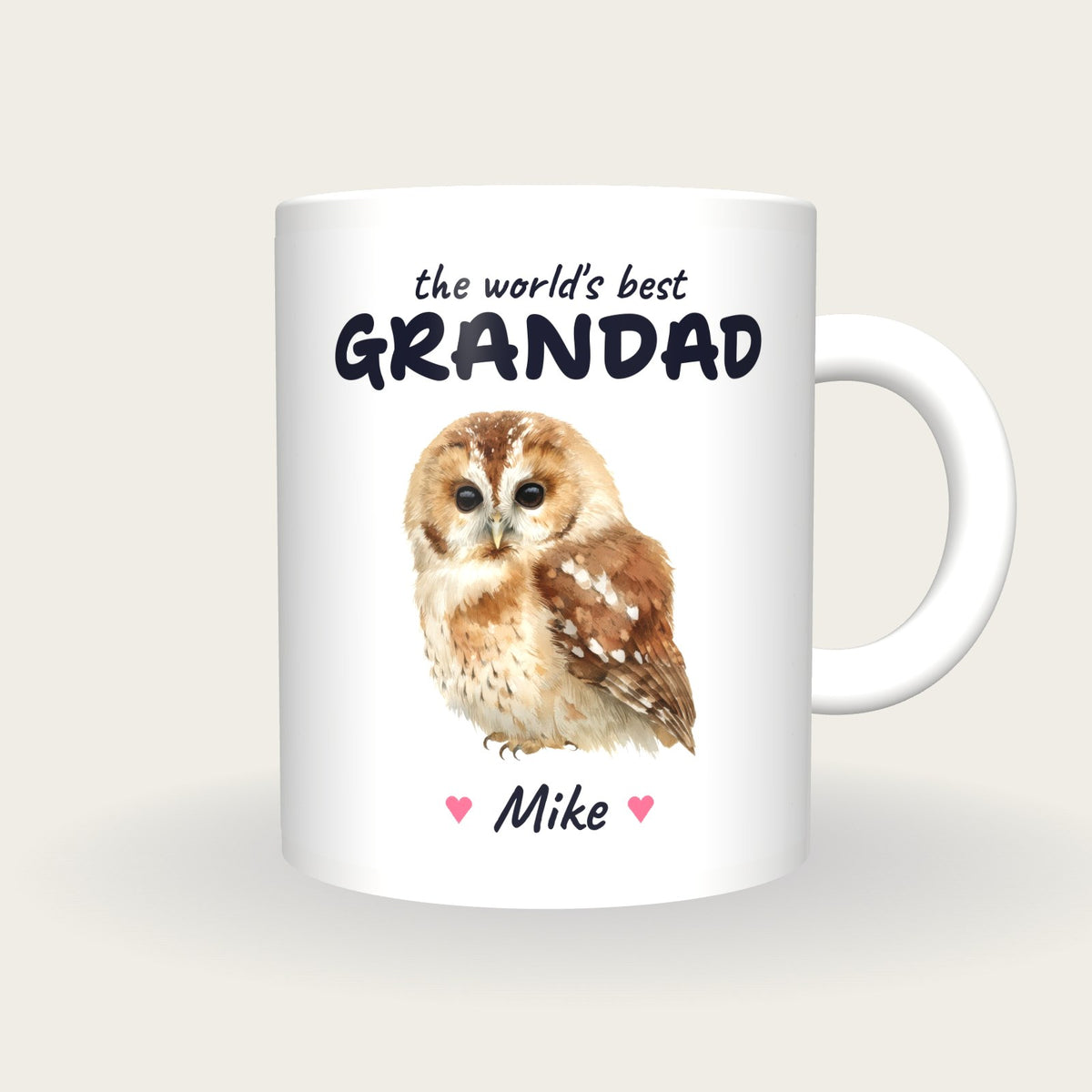 Personalised Owl Mug, Best Grandad, front