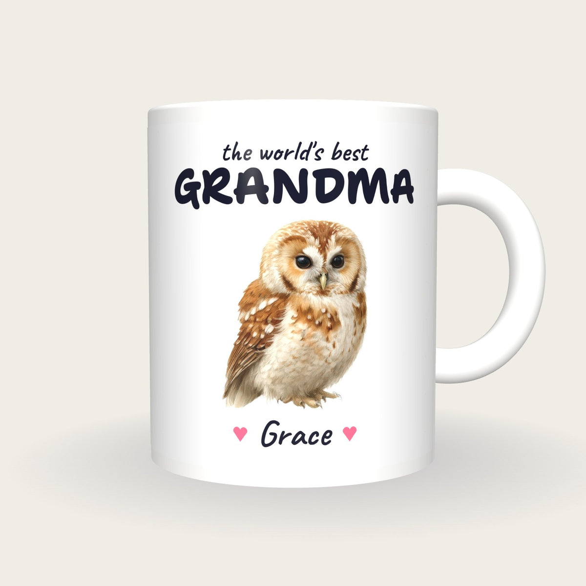 Personalised Owl Mug, Best Grandma, front