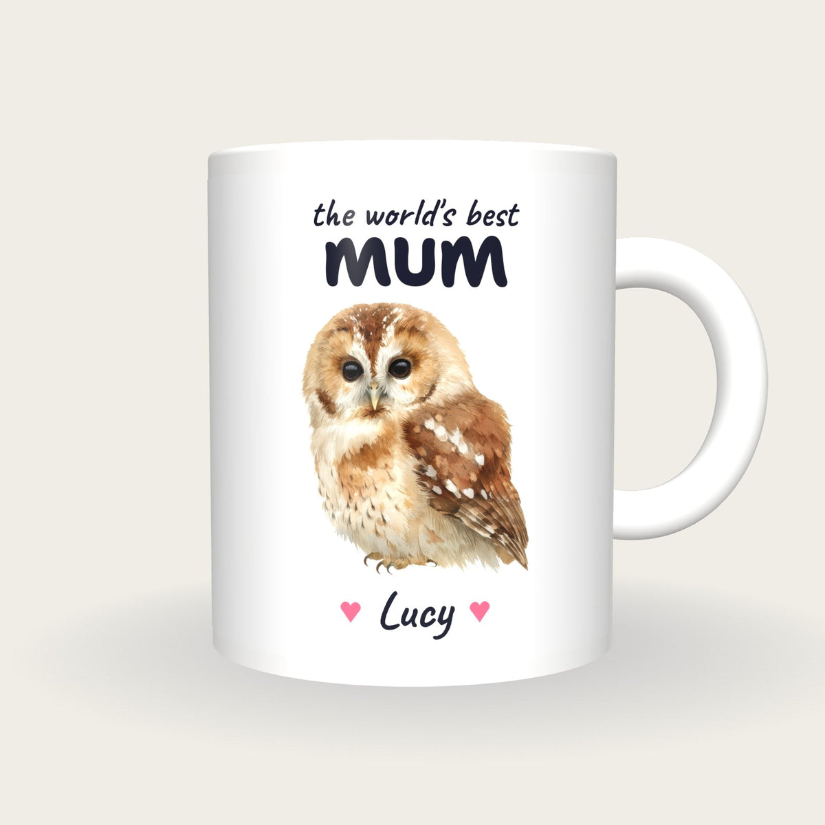 Personalised Owl Mug, Best Mum, front