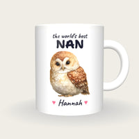 Personalised Owl Mug, Best Nan, front
