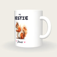 Personalised Squirrel Mug, My Bestie, three-quarter view