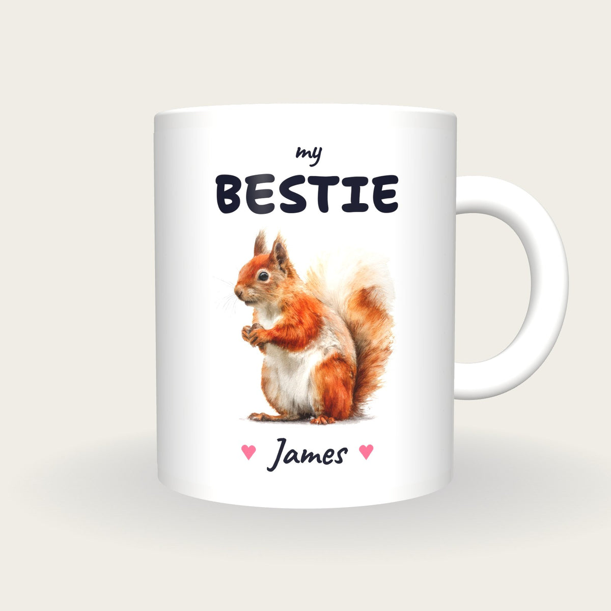 Personalised Squirrel Mug, My Bestie, front