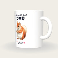 Personalised Squirrel Mug, Best Dad, three-quarter view