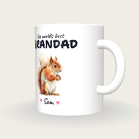 Personalised Squirrel Mug, Best Grandad, three-quarter view