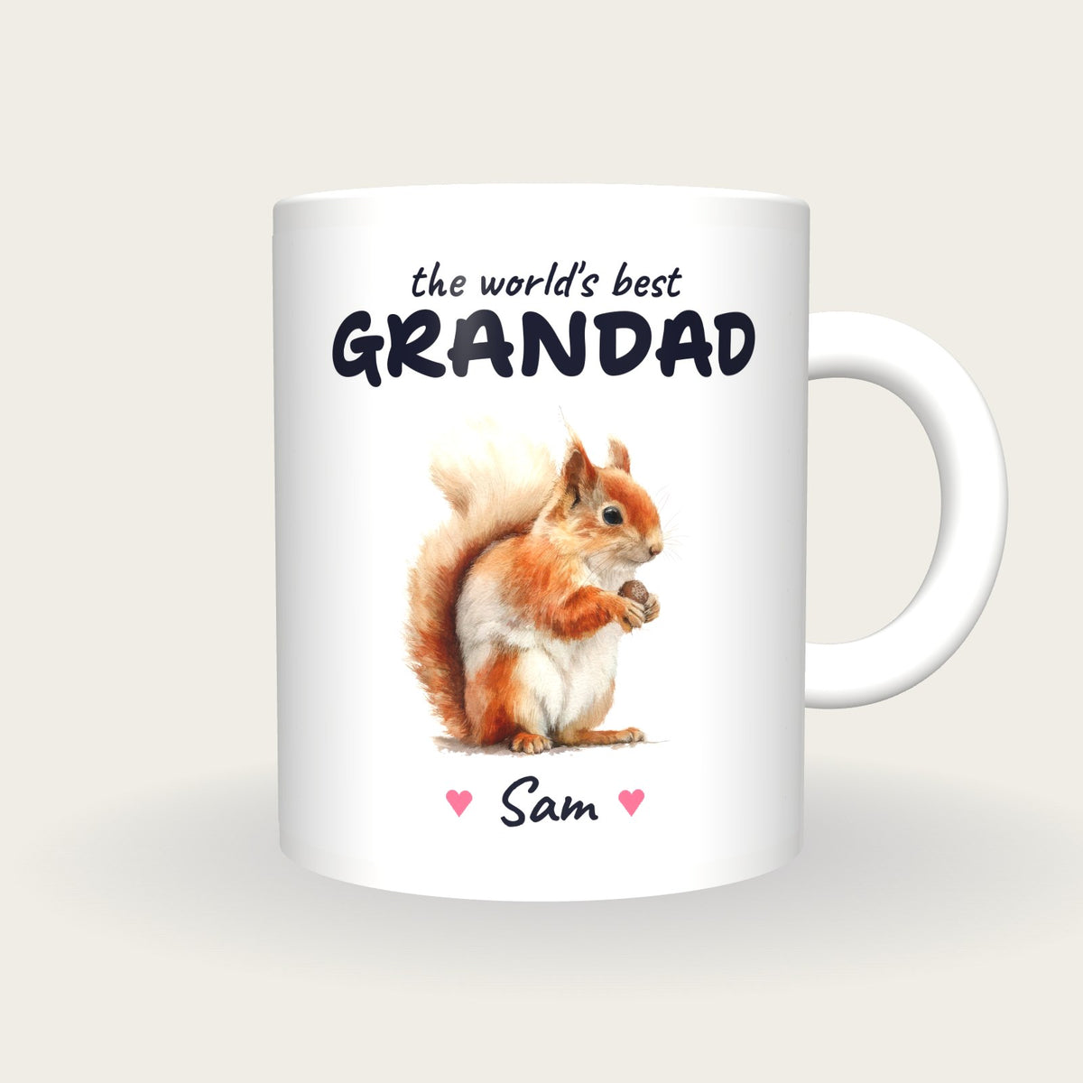 Personalised Squirrel Mug, Best Grandad, front