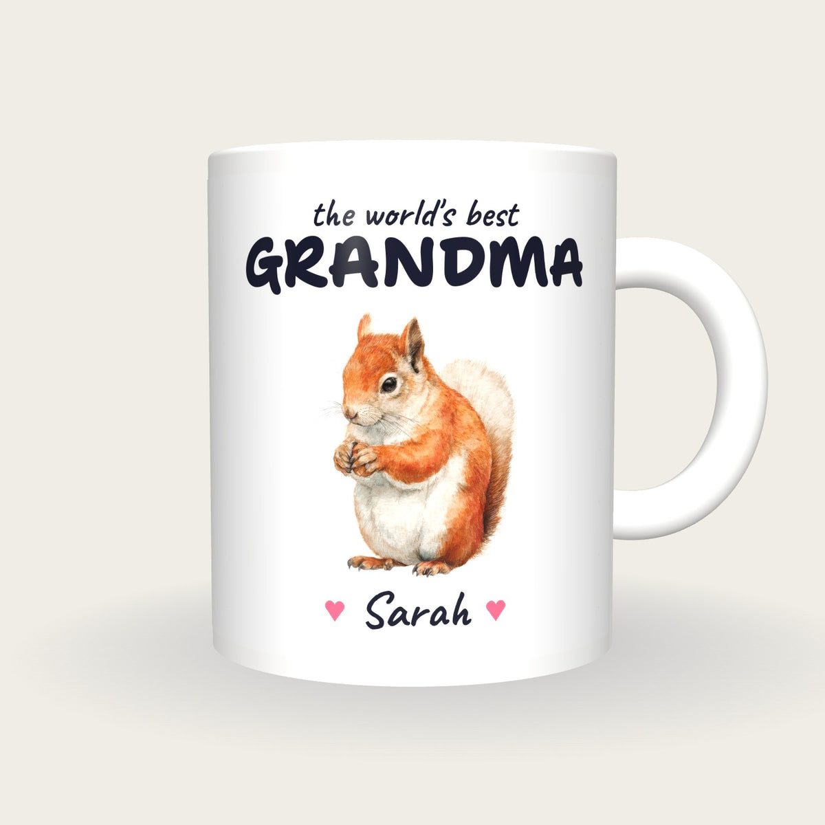 Personalised Squirrel Mug, Best Grandma, front
