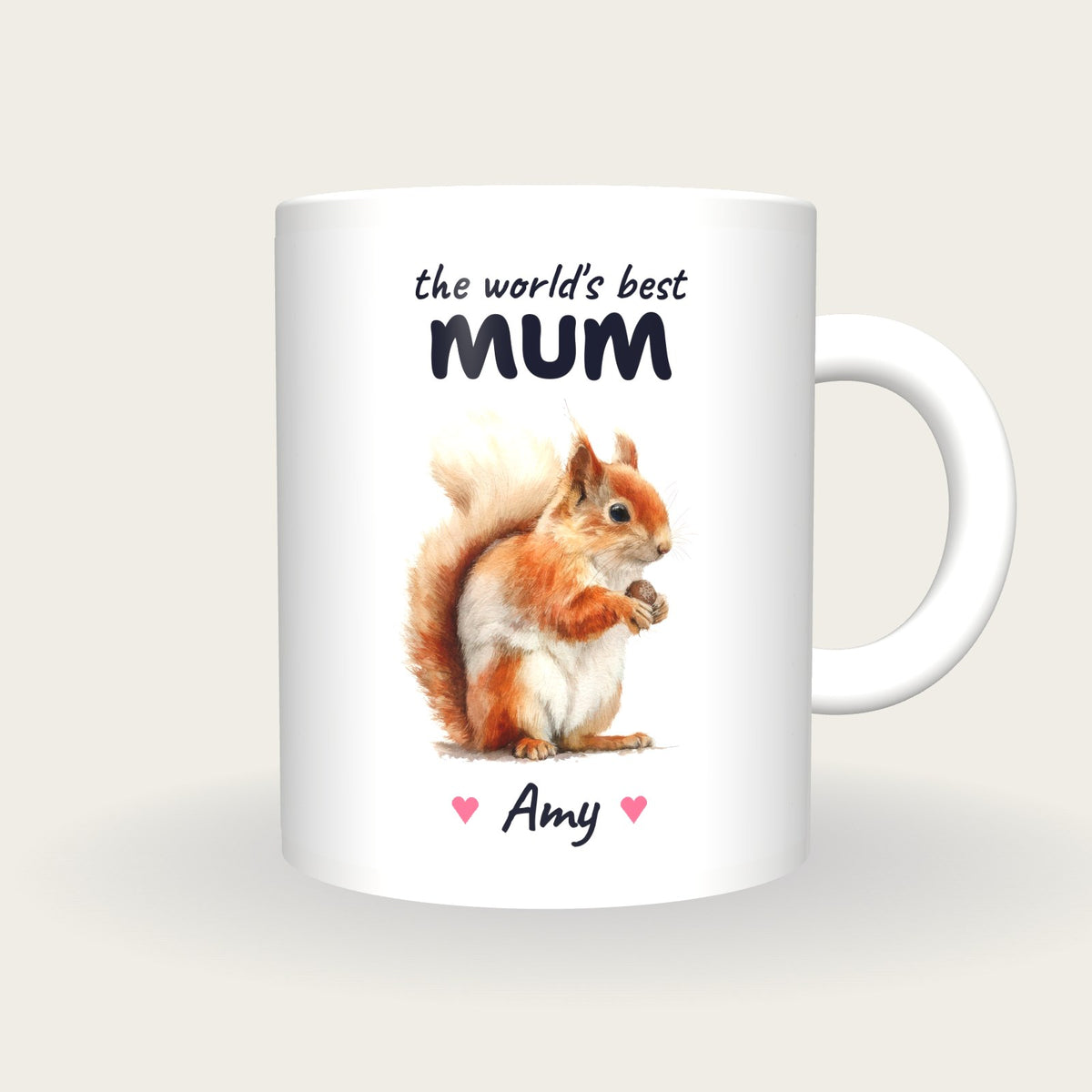 Personalised Squirrel Mug, Best Mum, front
