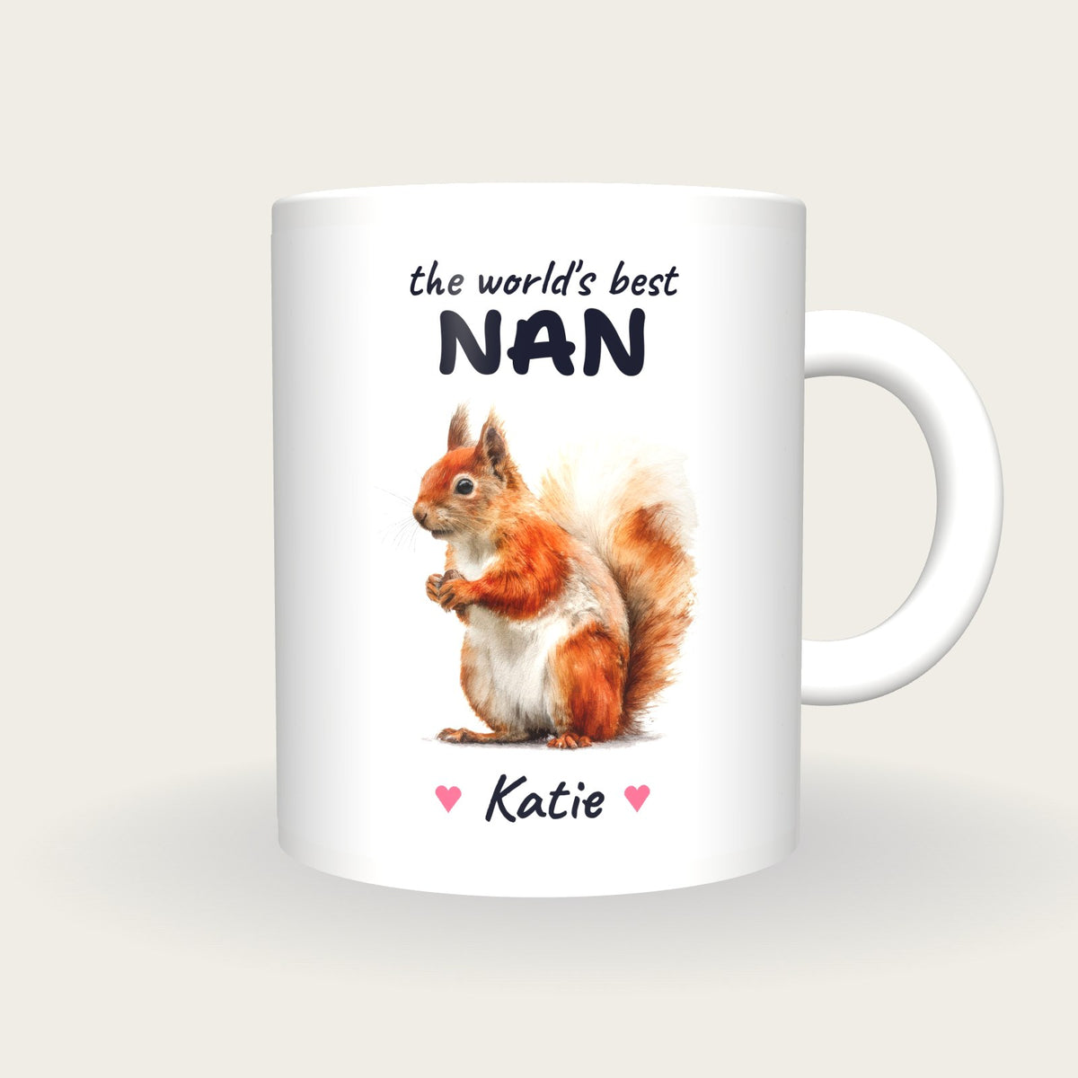 Personalised Squirrel Mug, Best Nan, front