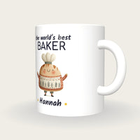 Personalised Baker Mug, World's Best Baker, three-quarter view