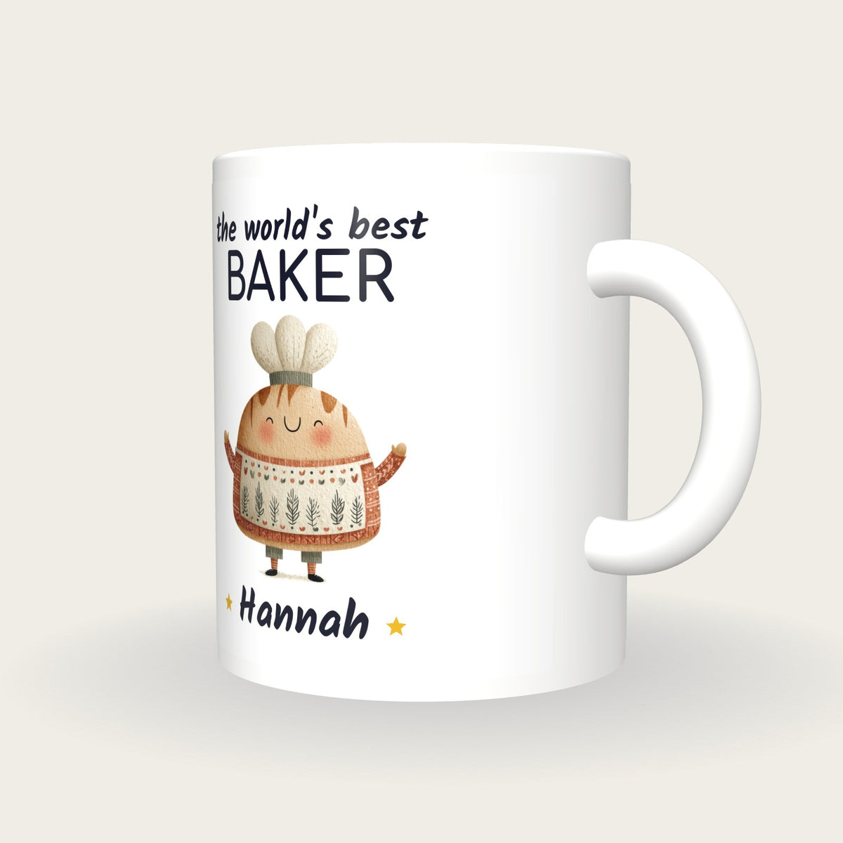 Personalised Baker Mug, World's Best Baker, three-quarter view