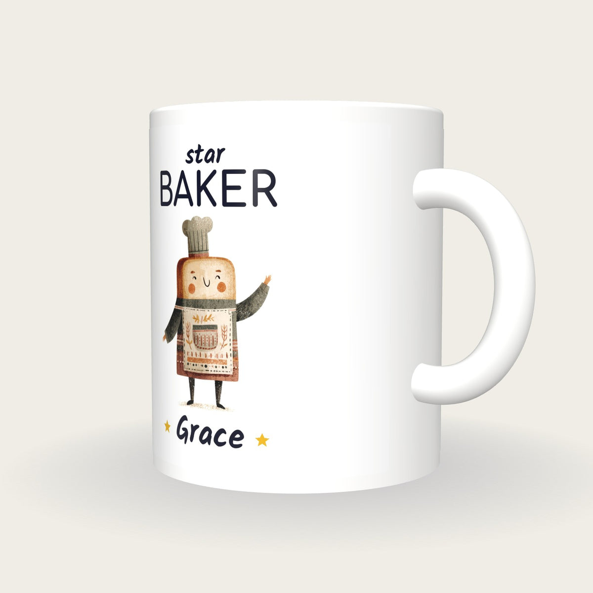Personalised Baker Mug, Star Baker, three-quarter view