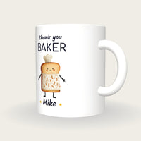 Personalised Baker Mug, Thank You Baker, three-quarter view