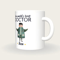 Personalised Doctor Mug, World's Best Doctor, three-quarter view