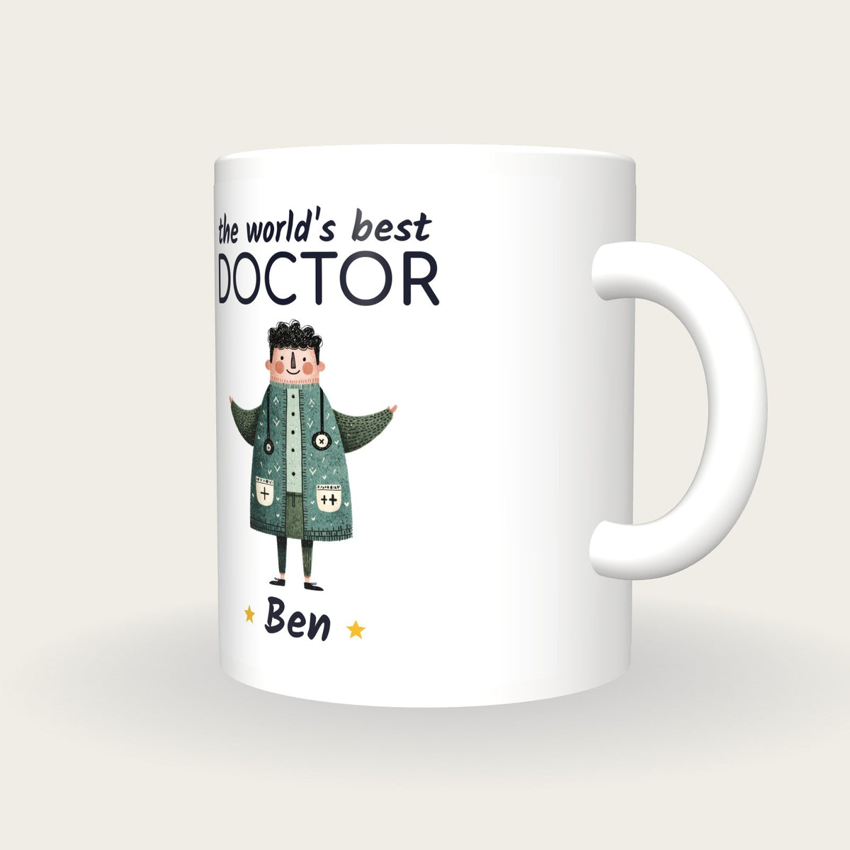 Personalised Doctor Mug, World's Best Doctor, three-quarter view
