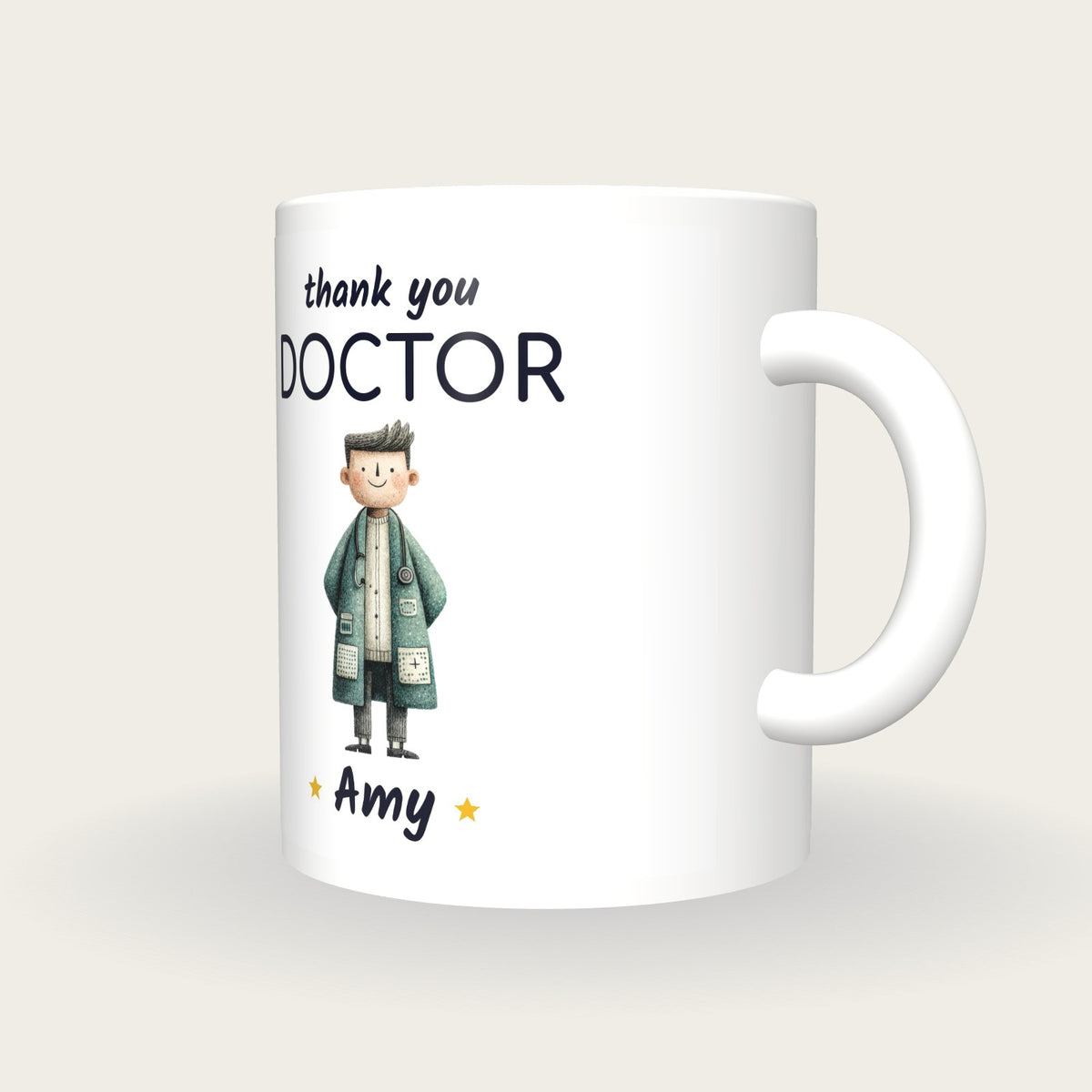 Personalised Doctor Mug, Thank You Doctor, three-quarter view