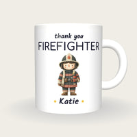 Personalised Firefighter Mug, Thank You Firefighter, front