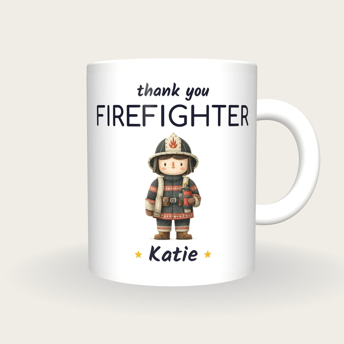 Personalised Firefighter Mug, Thank You Firefighter, front