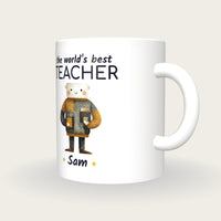 Personalised Teacher Mug, World's Best Teacher, three-quarter view