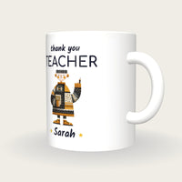 Personalised Teacher Mug, Thank You Teacher, three-quarter view