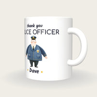 Personalised Police Officer Mug, Thank You Police Officer, three-quarter view