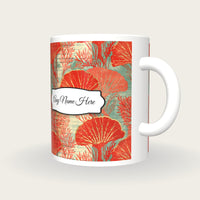 Woodblock Jellyfish Seaweed Name Mug, three-quarter view
