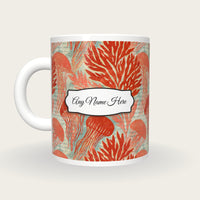 Woodblock Jellyfish Seaweed Name Mug 3, back with the second name label