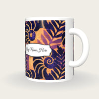 Woodblock Nautilus Name Mug, three-quarter view