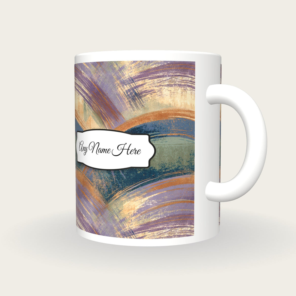 Drypoint Meteor Showers Name Mug, three-quarter view