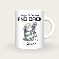 Personalised Astronaut Cat Mug, Love You To The Moon And Back, front