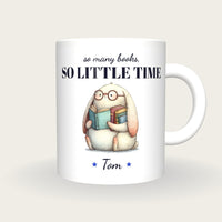 Personalised Bookworm Bunny Mug, So Many Books So Little Time, front