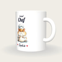Personalised Chef Hamster Mug, Head Chef, three-quarter view