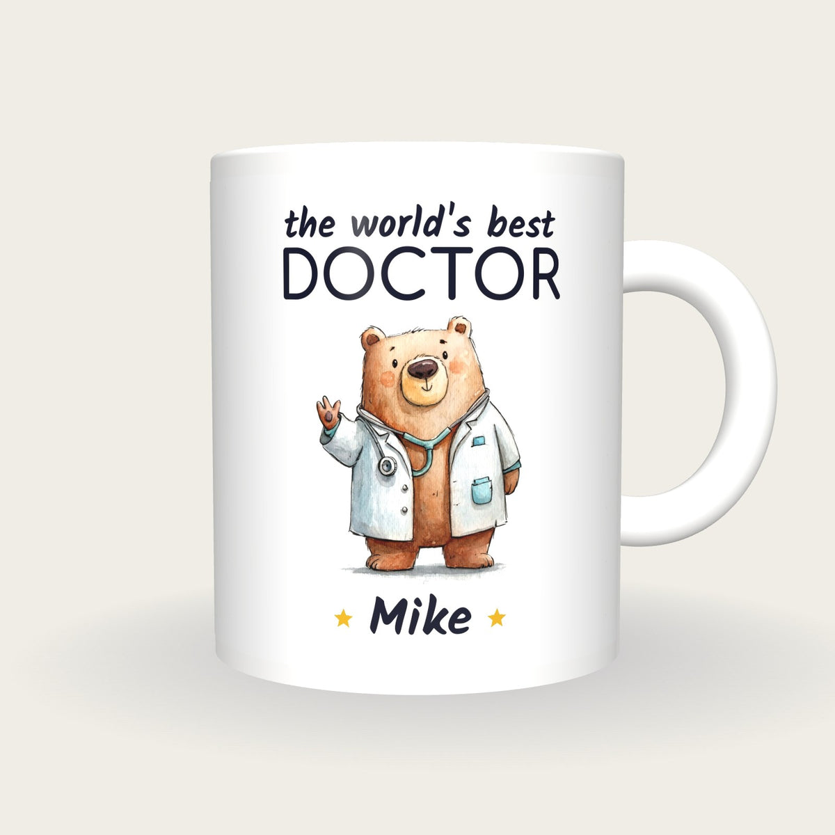 Personalised Doctor Bear Mug, World's Best Doctor, front