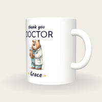 Personalised Doctor Bear Mug, Thank You Doctor, three-quarter view