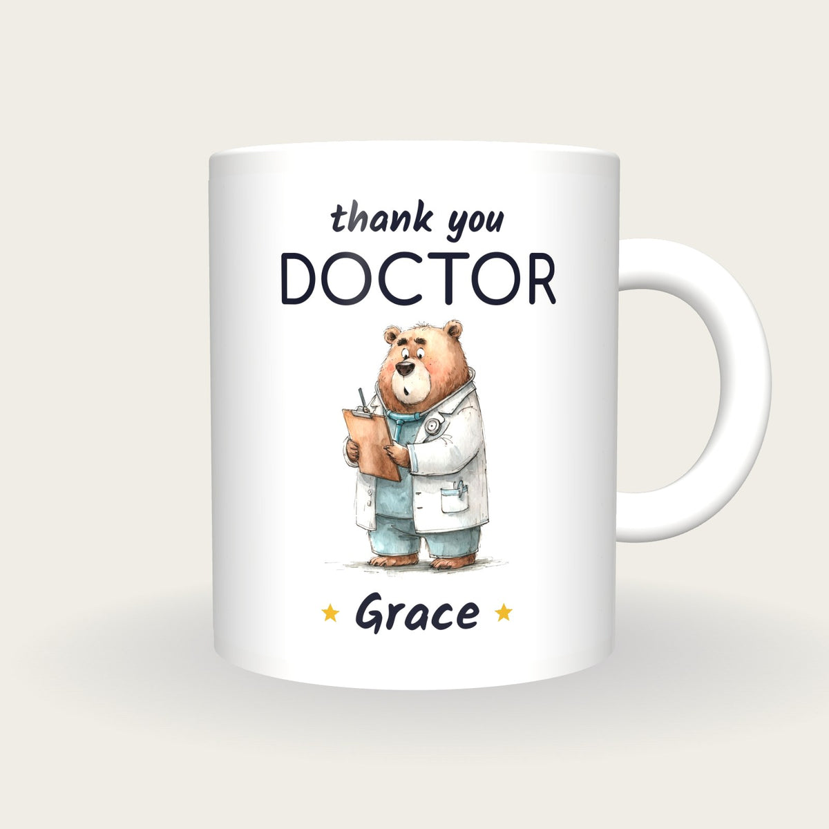 Personalised Doctor Bear Mug, Thank You Doctor, front