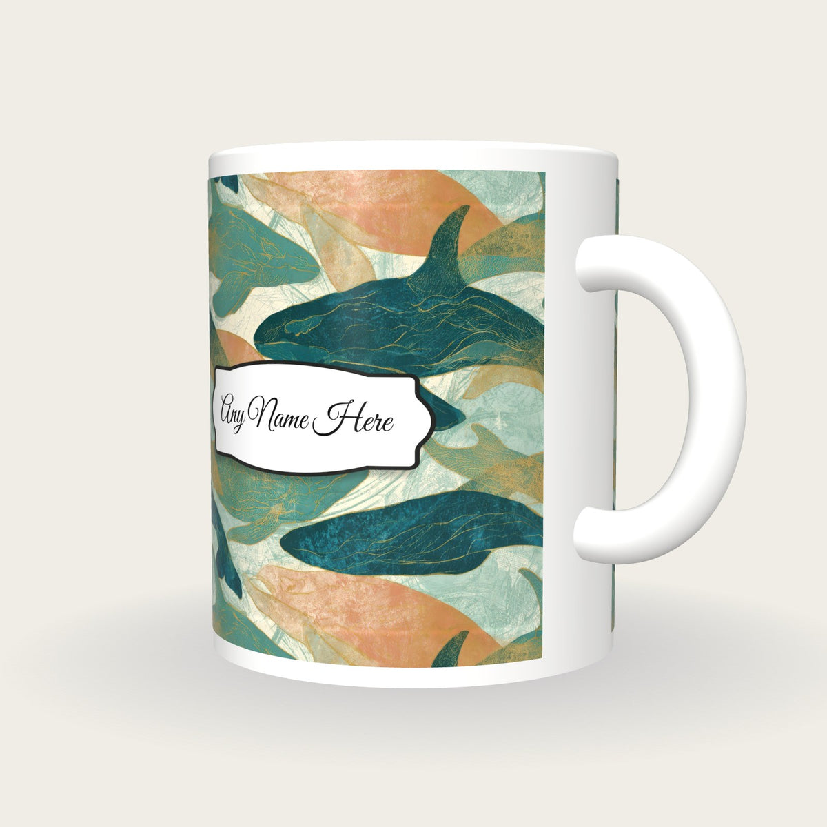 Etching Whale Name Mug 2, three-quarter view
