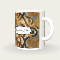 Batik Celtic Knot Animals Name Mug, three-quarter view