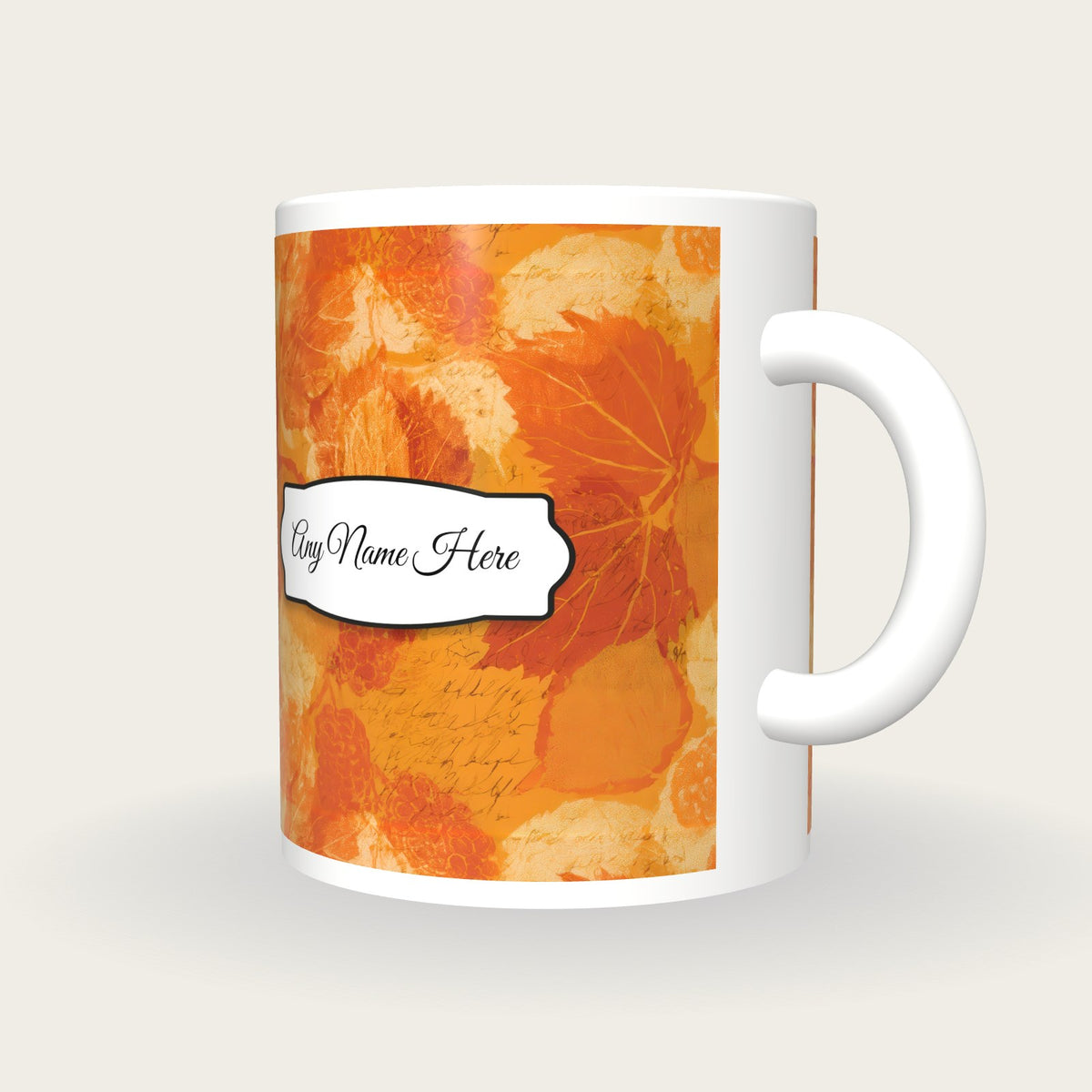 Drypoint Mulberries Name Mug 2, three-quarter view