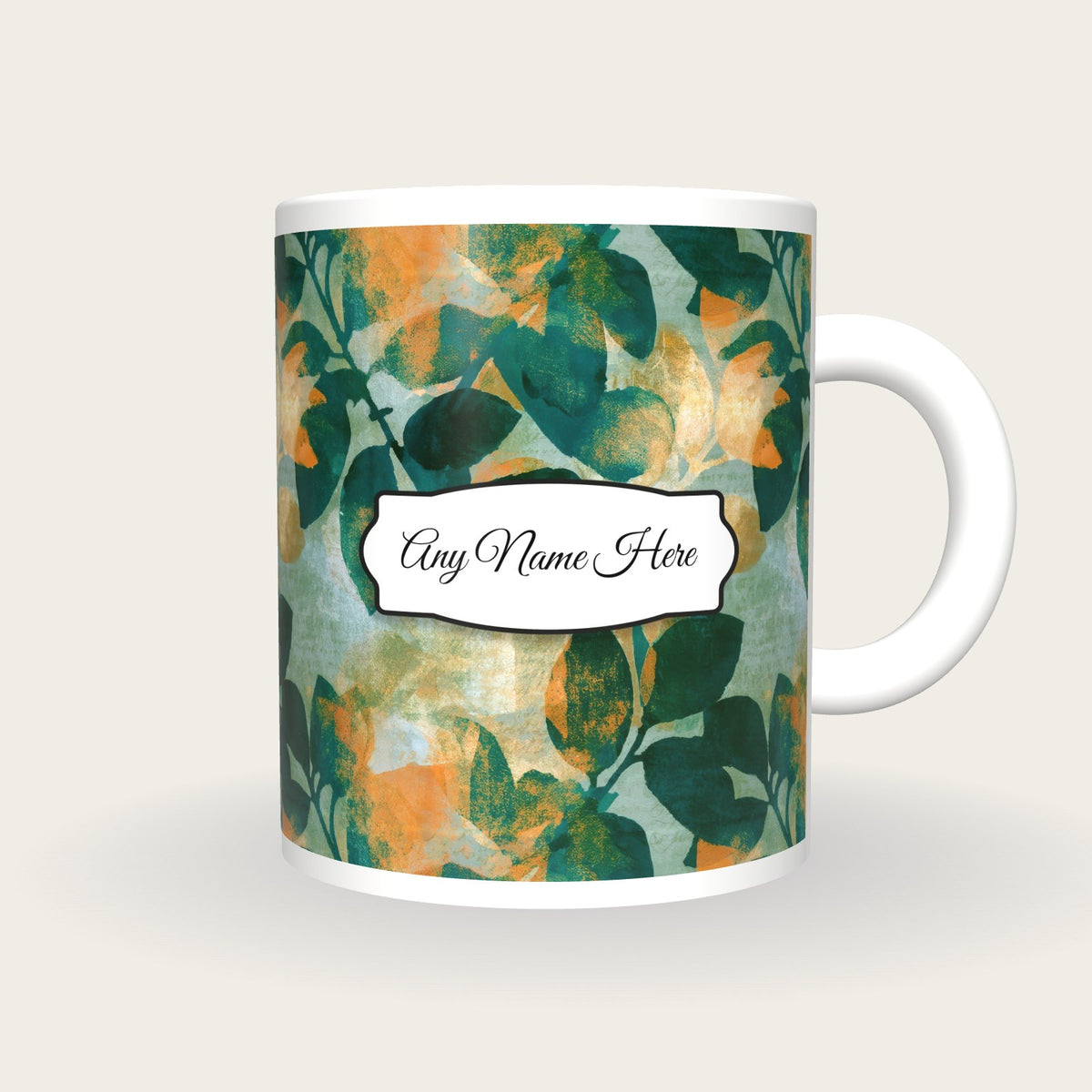 Cyanotype Mango Name Mug, front with the name label