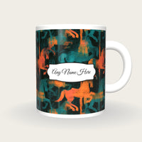 Gouache Carousel Horses Name Mug 2, front with the name label