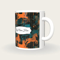 Gouache Carousel Horses Name Mug, three-quarter view