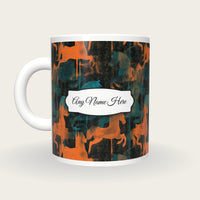 Gouache Carousel Horses Name Mug, back with the second name label