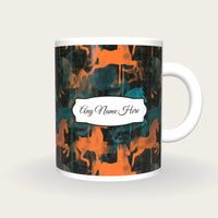 Gouache Carousel Horses Name Mug, front with the name label