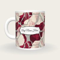 Woodblock Garnet Abstract Name Mug 2, back with the second name label