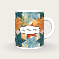 Egg Tempera Pentagrams Folds Name Mug 2, front with the name label