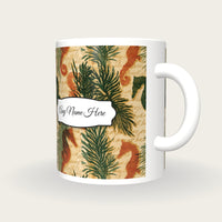 Linocut Italian Seahorse Name Mug, three-quarter view