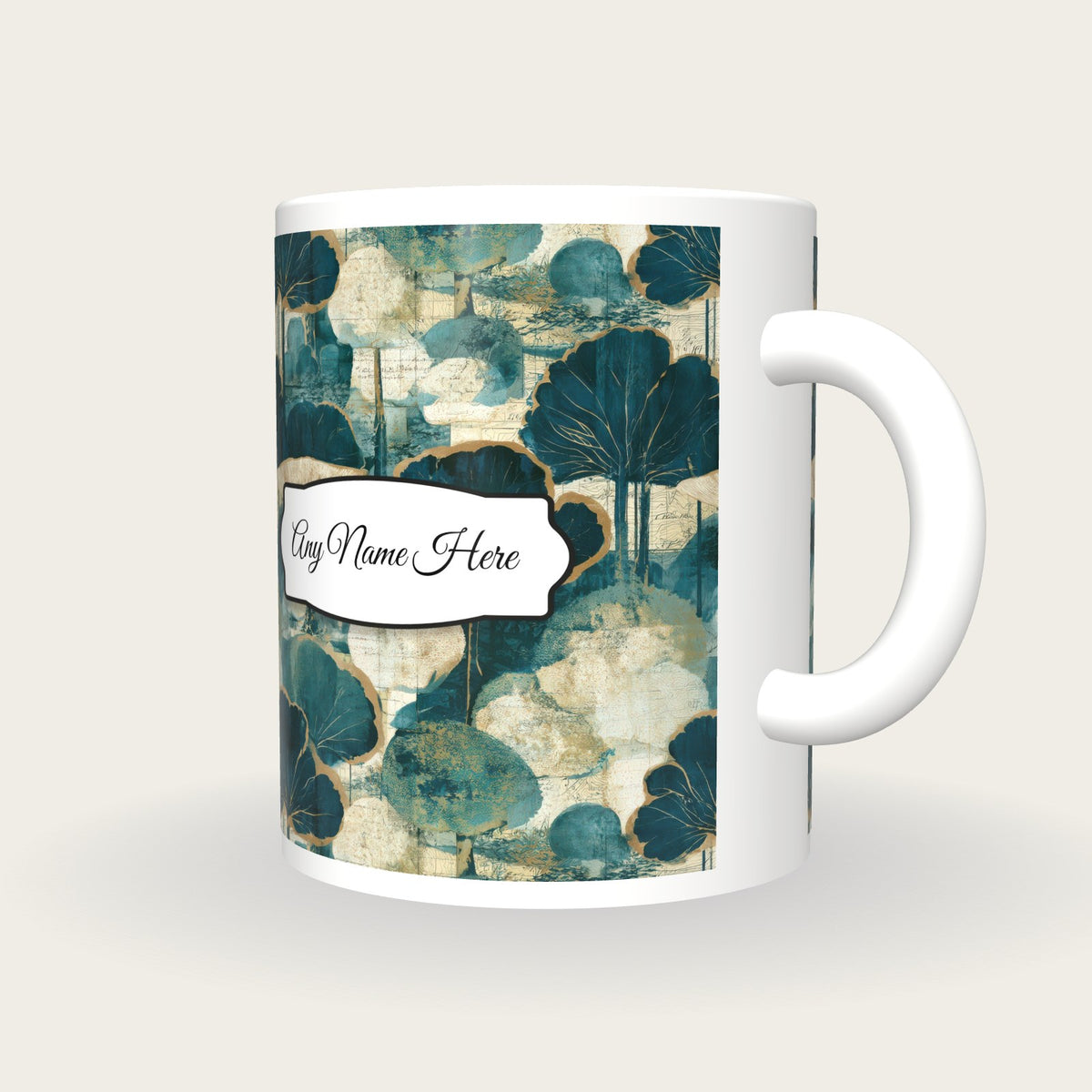 Antique Map Puffballs Name Mug, three-quarter view